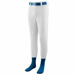 Youth Long Baseball Pant With Elastic Cuffs, Brand Augusta Size M White