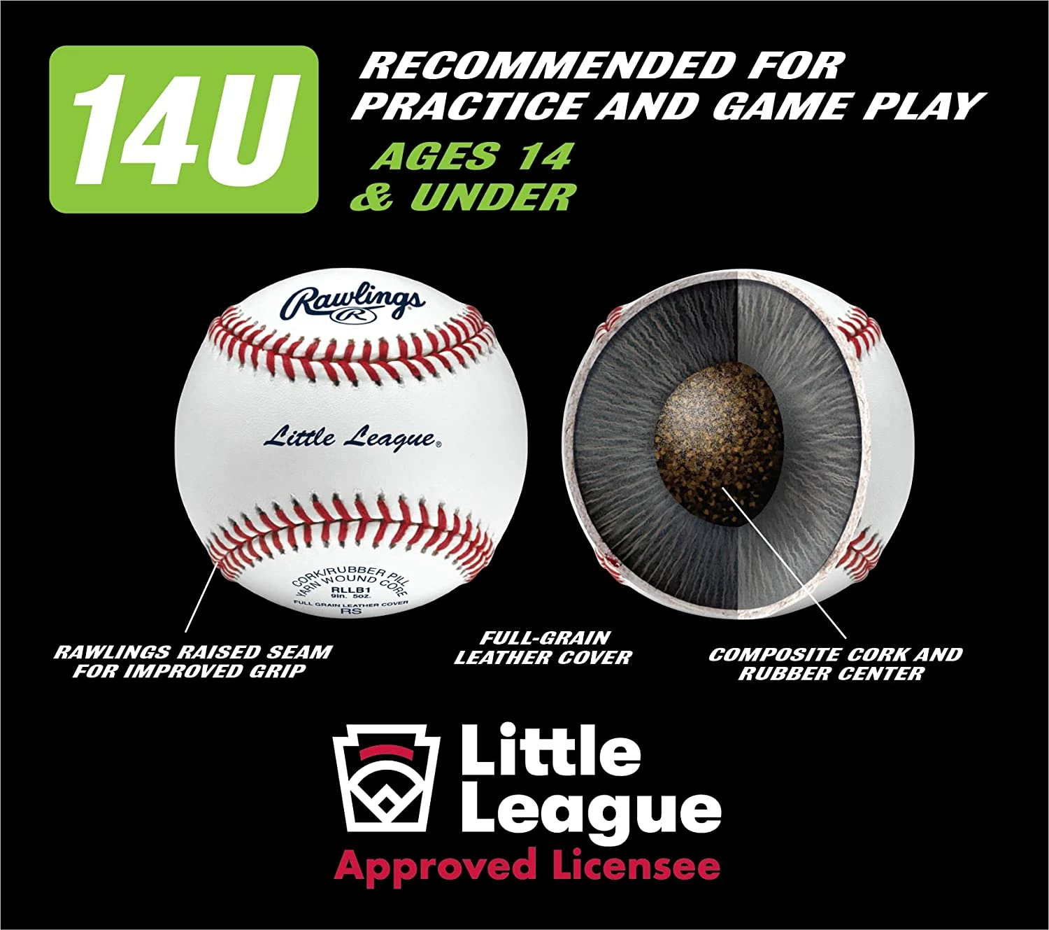 Rawlings RLLB1 Little League Competition Baseballs 9 Inches 1 Dozen 9 Rawlings RLLB1 Little League Competition Baseballs 9 Inches 1 Dozen - Image 7