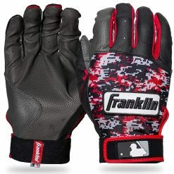Franklin Digitek Batting Gloves Adult Pair Grey Black Red