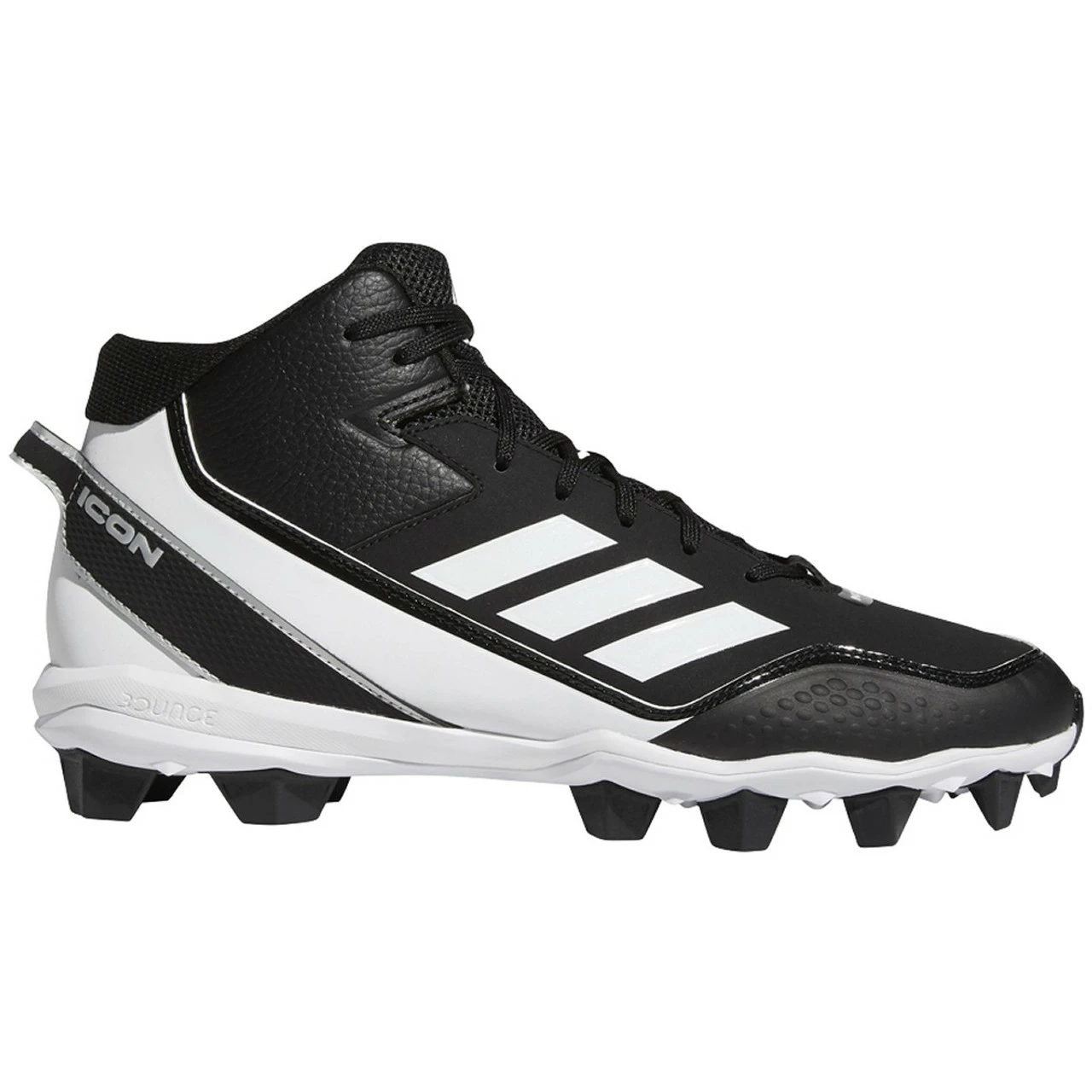 Adidas Icon7 Mid Men’s Baseball Cleats Black/White 3 Adidas Icon7 Mid Men’s Baseball Cleats Black/White
