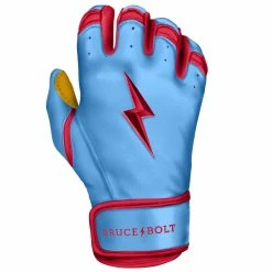 Bruce Bolt PREMIUM PRO BADER Series Short Cuff Batting Gloves-BABY BLUE